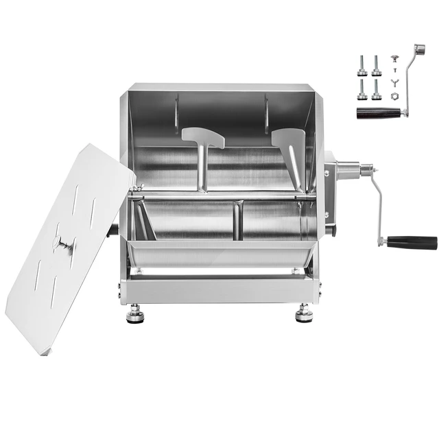 Alt view image 8 of 8 - Manual Meat Mixer, 60L Tilt Tank Meat Processing Equipment(Mixing Max 60LBS for Meat), Stainless Steel Meat Mixer, Sausage Mixer Machine with Lid Handle Gear Reducer, Ground Beef Hand Mixer