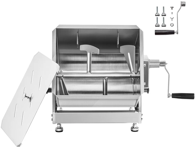 Alt view image 8 of 8 - Manual Meat Mixer, 30L Tilt Tank Meat Processing Equipment(Mixing Max 30LBS for Meat), Stainless Steel Meat Mixer, Sausage Mixer Machine with Lid Handle Gear Reducer, Ground Beef Hand Mixer
