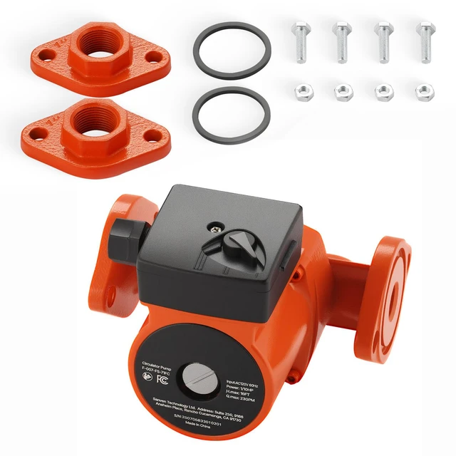 Alt view image 8 of 8 - F-007-F5-71FC Cast Iron Circulator Pump, 23 GPM, AC 120V 16 ft Hot Water Recirculating Circulation Pump, 1-Inch Flange Connection, 3-Speed Adjustment, Quiet Operation, for Home Heating System
