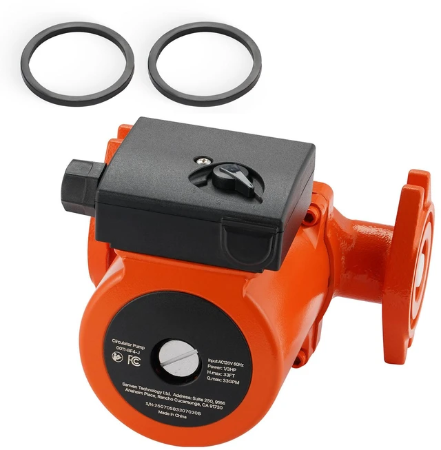 Alt view image 8 of 8 - 0011-BF4-J Cast Iron Circulator Pump, 33 GPM, AC 120V 33 ft Hot Water Recirculating Circulation Pump, 1-1/4 in Flange Connection, 3-Speed Adjustment, Quiet Operation, for Home Heating System