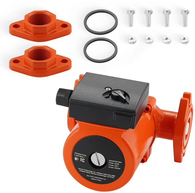 Alt view image 8 of 8 - F-0011-BF4-J Cast Iron Circulator Pump, 33 GPM, AC 120V 33 ft Hot Water Recirculating Circulation Pump, 1-1/4 in Flange Connection, 3-Speed Adjustment, Quiet Operation, for Home Heating System