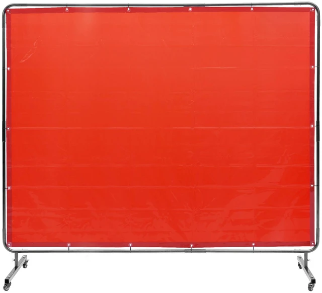 Alt view image 9 of 15 - VEVOR Welding Screen with Frame, 6' x 8' Welding Curtain Screen, Flame-Resistant Vinyl Welding Protection Screen on 4 Swivel Wheels (2 Lockable), Moveable & Professional for Workshop/Industrial, Red