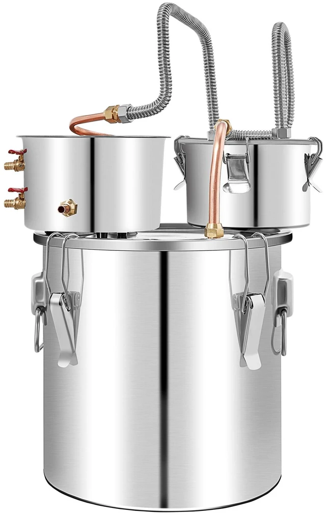 Alt view image 8 of 8 - Alcohol Still, 13.2Gal / 50L Stainless Steel Water Alcohol Distiller Copper Tube Home Brewing Kit Build-in Thermometer for DIY Whisky Wine Brandy, Silver