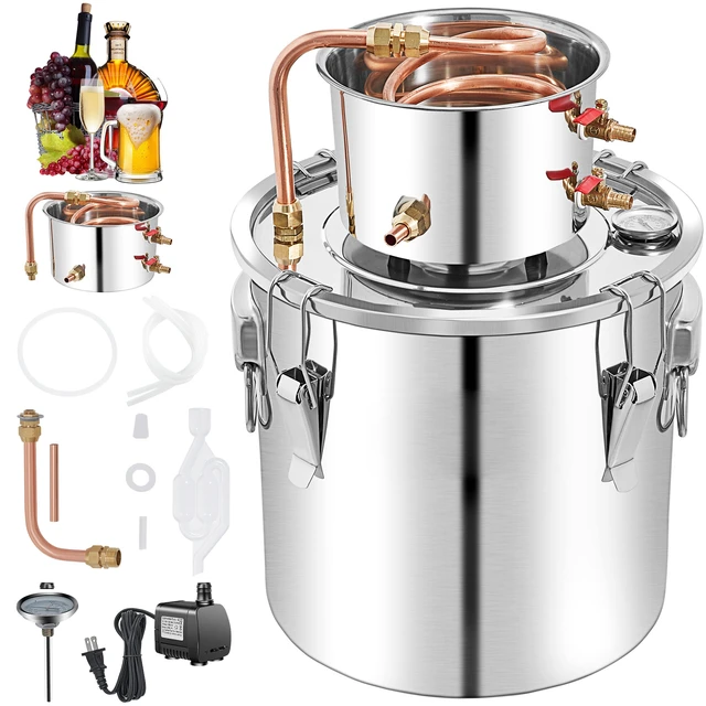 Alt view image 8 of 8 - Alcohol Still 13.2Gal/50L, Alcohol Distiller with Circulating Pump, Alcohol Still Copper Tube, Whiskey Distilling Kit with Build-In Thermometer, Whiskey Making Kit for DIY Alcohol, Stainless Ste