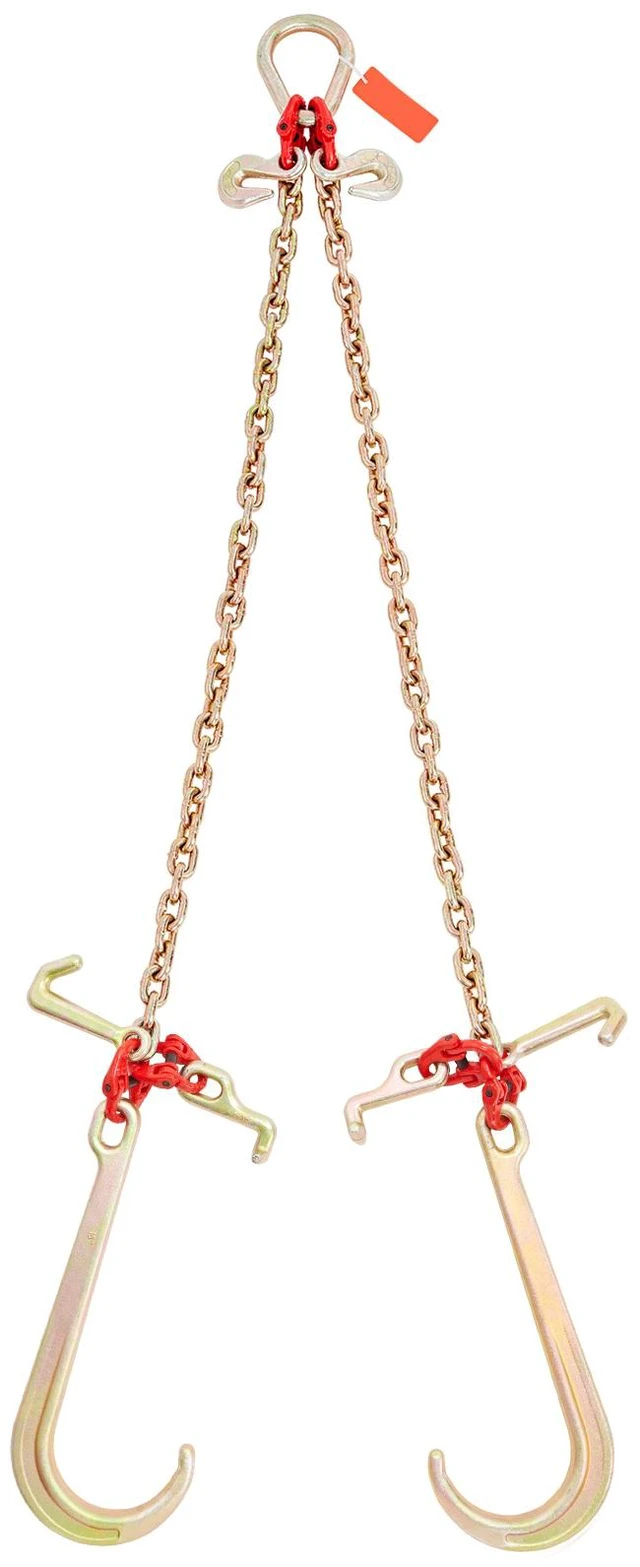 Alt view image 9 of 9 - V-Chain Bridle, 9620 lbs Working Load Limit, 5/16'' x 3' G80 Tow Chain with RTJ Cluster Hooks, DOT Certified, Galvanized Coating Manganese Steel & D-Shackle, for Lifting & Moving Activities