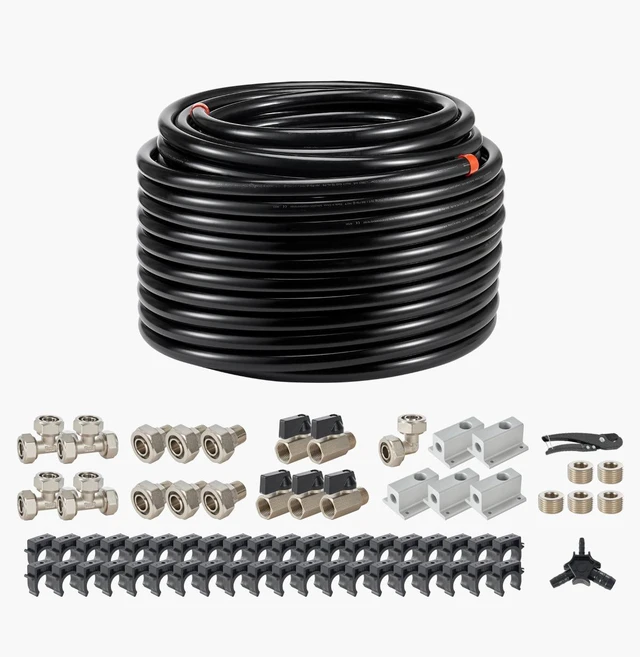 Alt view image 8 of 8 - Air Compressor Line Kit 3/4'' x 200FT HDPE/Aluminum Shop Air Piping System Black