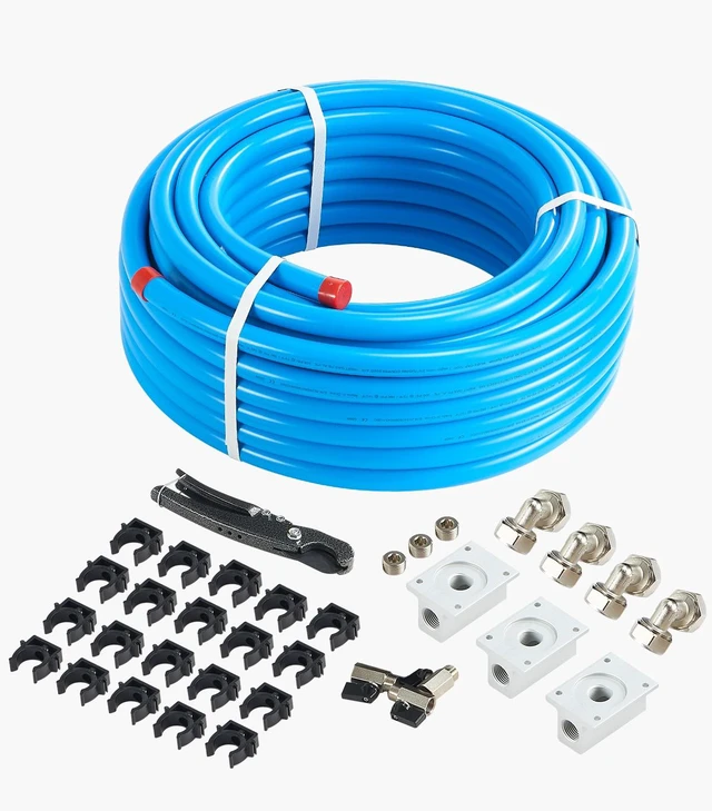 Alt view image 8 of 8 - Air Compressor Line Kit, 100FT x 3/4", HDPE-Aluminum Compressed Air Piping System, Leak-Proof, Pressure-Resistant & Easy-to-Install, Compressed Air Line Tubing Kit for Garages Workshops, Blue