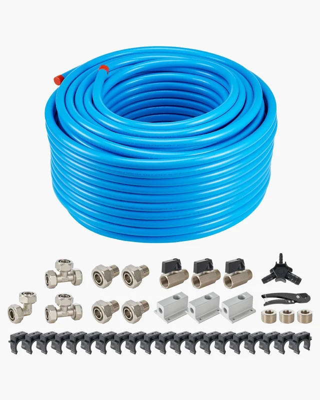 Alt view image 8 of 8 - VEVOR Air Compressor Line Kit 3/4'' x 300FT HDPE/Aluminum Shop Air Piping System Blue