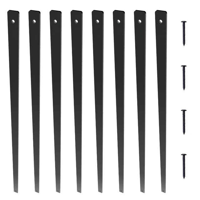 Alt view image 11 of 11 - Staircase Metal Balusters, 29.5'' x 1'' Flat Aluminum Alloy Decorative Banister Spindles, 51 Pack Deck Baluster with Screws, Classic Hollow Deck Railing Satin Black Powder Coated for Porch