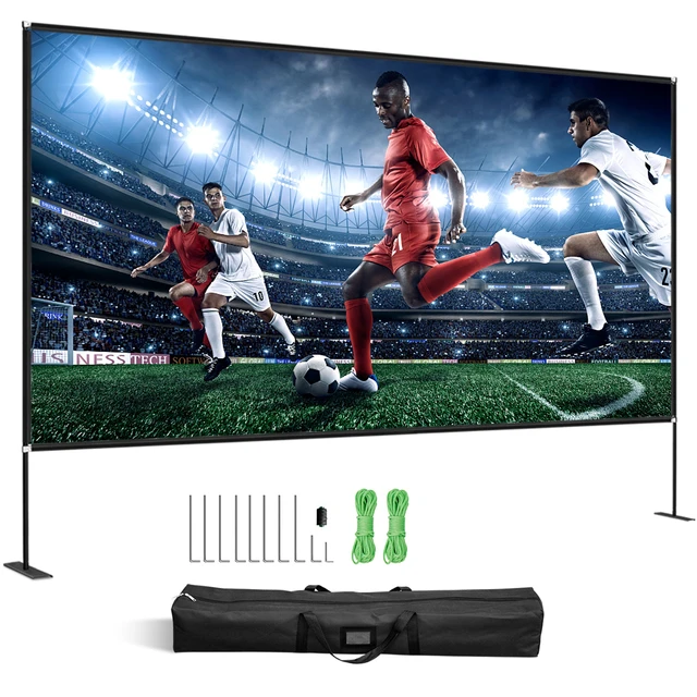 Alt view image 8 of 8 - VEVOR Projector Screen with Stand 150inch Portable Movie Screen 16:9 4K HD Wide Angle Outdoor Projector Screen Stand Easy Assembly with Storage Bag for Home Theater Office Outdoor Use
