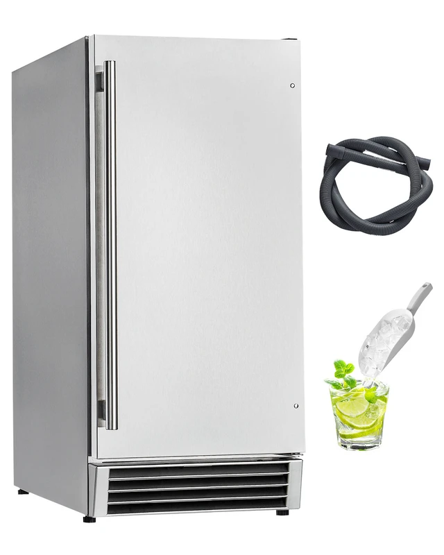 Alt view image 8 of 8 - Undercounter Built-in Ice Maker, 50 Lbs/Day Under Counter Ice Maker Machine with Reversible Door Stainless Steel, Freestanding Ice-Making Machine for Restaurant, Outdoor Kitchen, Terrace, Pool