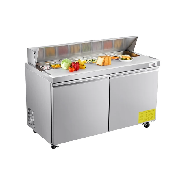 Alt view image 8 of 8 - 60"W Commercial Refrigerator, 15.4 Cu. Ft Sandwich Prep Refrigerated Table, Mega Top Food Prep Fridge with 16 Pans and Cutting Board, Stainless Steel Salad Prep Cooler for Restaurant, Food Truck