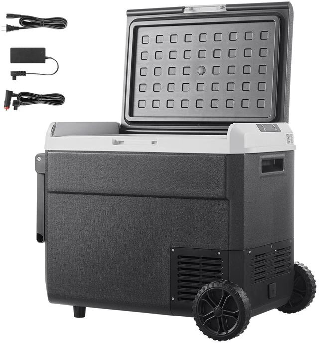 Alt view image 8 of 8 - 12 Volt Car Refrigerator, 63.4QT/60L Car Fridge, Portable Electric Cooler with Wheels and Handle, -4~68, 12/24V DC and 100- 240V AC Compressor Freezer for Outdoor, Camping, Travel, RV