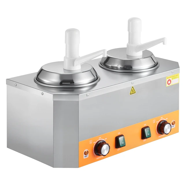 Alt view image 15 of 15 - 2.4x2 L Electric Cheese Dispenser with Pump Commercial Hot Fudge Warmer 86-230