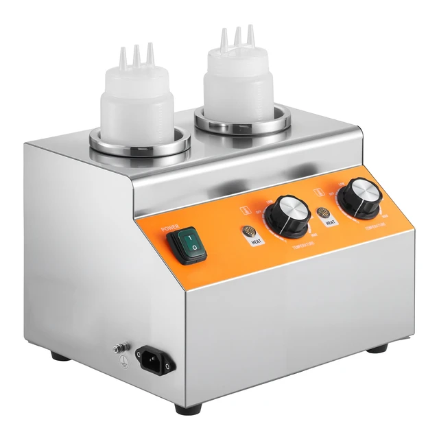 Alt view image 8 of 8 - Electric Bottle Warmer with Bottles, 0.8x2 LCommercial Cheese Dispenser, Hot Fudge Warmer 86-185 Temp Adjustable, Plastic Double Bottles Nacho Cheese Warmer, for Hot Fudge Cheese Caramel