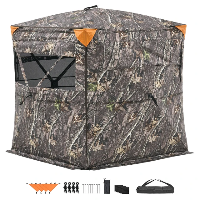 Alt view image 9 of 9 - VEVOR Portable Hunting Blind See Through Ground Deer Blinds 2-3 Person Carrying Bag