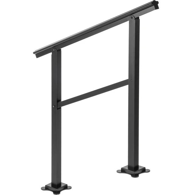 Alt view image 8 of 8 - Outdoor Handrail 165LBS Load Handrail Outdoor Stairs Aluminum Stair Handrail 36 x 35\" Outdoor Stair Railing Transitional Range from 0 to 30° Staircase Handrail Fits 2-3 Steps with Screw Kit
