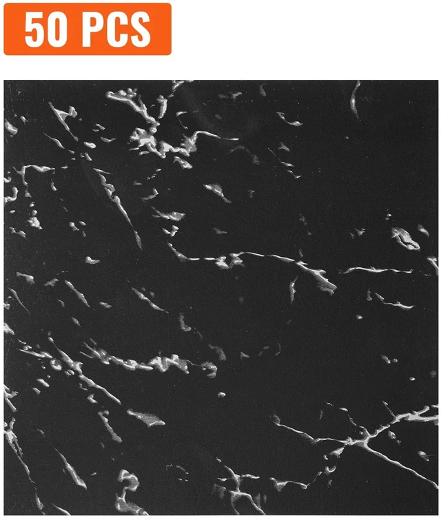 Alt view image 8 of 8 - VEVOR Self Adhesive Vinyl Floor Tiles 12 x 12 inch, 50 Tiles 1.5mm Thick Peel & Stick, Black Marble Texture DIY Flooring for Kitchen, Dining Room, Bedrooms & Bathrooms, Easy for Home Decor