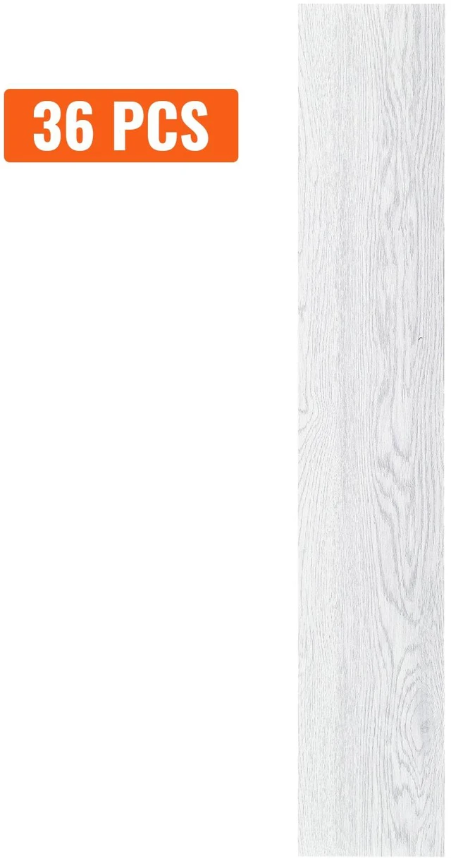 Alt view image 16 of 16 - Self Adhesive Vinyl Floor Tiles 36 x 6 inch, 36 Tiles 2.5mm Thick Peel & Stick, Light Gray Wood Grain DIY Flooring for Kitchen, Dining Room, Bedrooms & Bathrooms, Easy for Home Decor