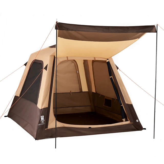 Alt view image 2 of 2 - VEVOR Camping Tent, 4 Person Inflatable Cabin Tent with Rechargeable Pump, TPU Air Tube & 5 Large Mesh Windows, Portable Easy Setup Waterproof with Carry Bag for Family Outdoor Camping & Hiking, Beige