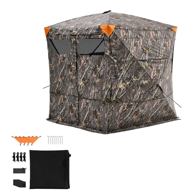 Alt view image 9 of 9 - VEVOR Portable Hunting Blind See Through Ground Deer Blinds 4-5 Person Carrying Bag