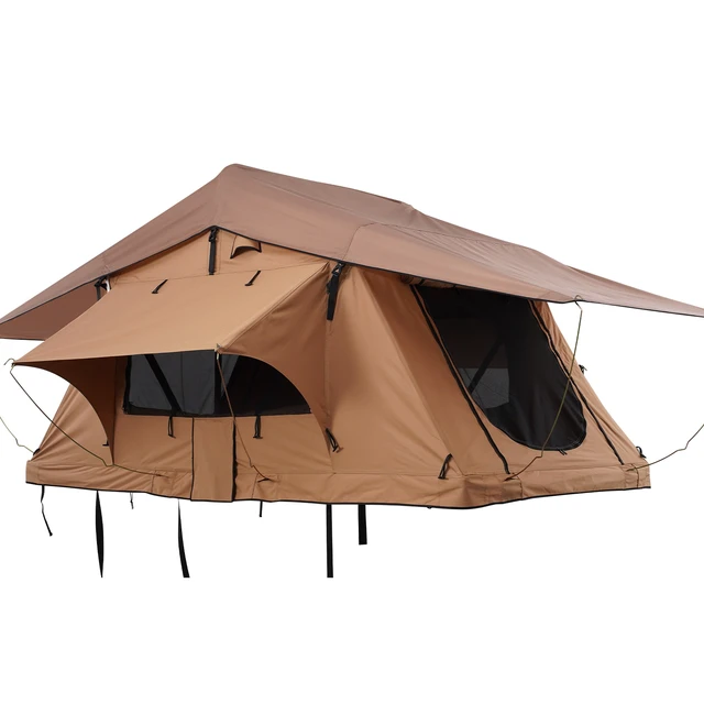 Alt view image 8 of 8 - Rooftop Tent Hard Shell, Naturnest Rooftop Tent Hardshell for 2-3 Person, Folding Hard Shell Roof Top Tent with Telescopic Ladder Mattress PVC Cover Bag, Waterproof for Jeep SUV Van Pickup Truck