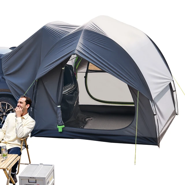 Alt view image 8 of 8 - SUV Tent for Camping, 8FT L x 8FT W, Waterproof PU2000mm Spacious Double Layer Design for 5-8 Person, SUV Camping Tent with Mesh Windows, Includes Rainfly & Storage Bag, for Outdoor Activities