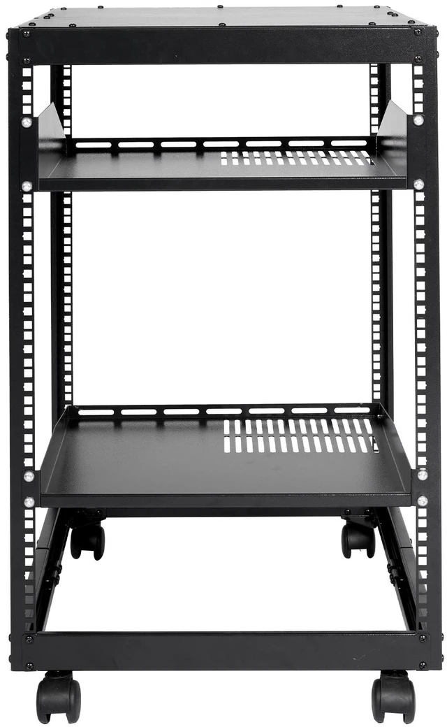 Alt view image 8 of 8 - 15U Open Frame Server Rack, 23-40 in Adjustable Depth, Free Standing or Wall Mount Network Server Rack, 4 Post AV Rack with Casters, Holds All Your Networking IT Equipment AV Gear Router Modem