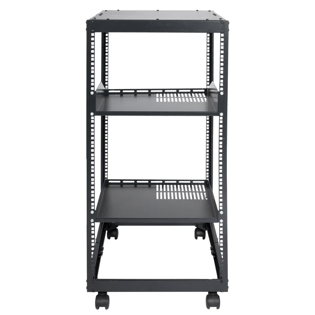 Alt view image 17 of 17 - 20U Open Frame Server Rack, 23-40 in Adjustable Depth, Free Standing or Wall Mount Network Server Rack, 4 Post AV Rack with Casters, Holds All Your Networking IT Equipment AV Gear Router Modem