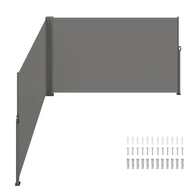 Alt view image 8 of 8 - Retractable Side Awning, 71''x 236'' Aluminum Outdoor Privacy Screen, 280g Polyester Water-proof Retractable Patio Screen, UV 30+ Room Divider Wind Screen for Patio, Backyard, Balcony, Gray