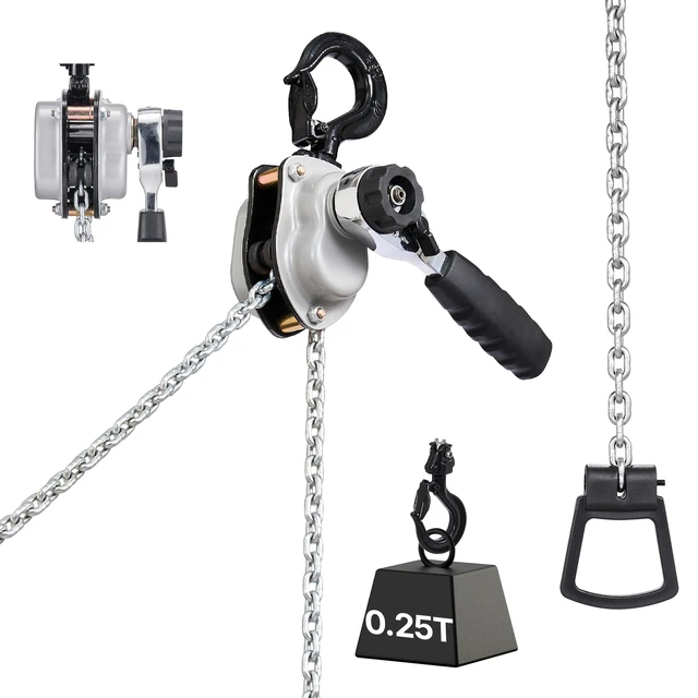Alt view image 9 of 9 - Manual Lever Chain Hoist, 1/4T 550LBS Capacity Heavy Duty Come Along, 5FT Lift G80 Alloy Steel Chain With Dual Pawl Mechanical Brake,360°Rotating Hooks, for Warehouse Construction Garage