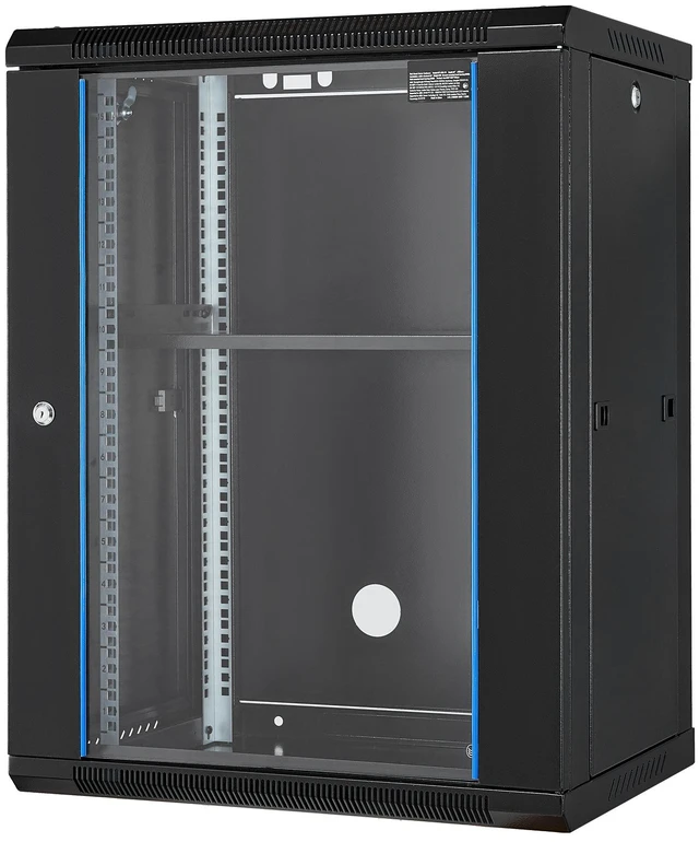 Alt view image 15 of 15 - 15U Wall Mount Network Cabinet, 500 lbs Max. Ground Load Capacity, Server Rack Cabinet Enclosure with Locking Tempered Glass Door, Side Panels, Q235 Carbon Steel, for IT Equipment, A/V Devices