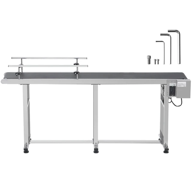 Alt view image 8 of 8 - Belt Conveyor, 71 x 7.8 inch Conveyor Table, Heavy Duty Stainless Steel Motorized Belt Conveyor for Inkjet Coding Applications Powered PVC Belt Anti-Static Adjustable Speed (Double Guardrail)
