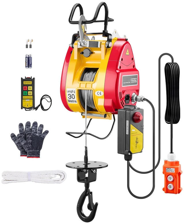 Alt view image 8 of 15 - 2-in-1 Electric Hoist Winch, 1100 lbs Capacity, 1800W Portable Power Winch, 98 ft Lifting Height, 36 ft/min with Wire and Wireless Remote Control, for Garage, Warehouse, Factory Lifting Towing