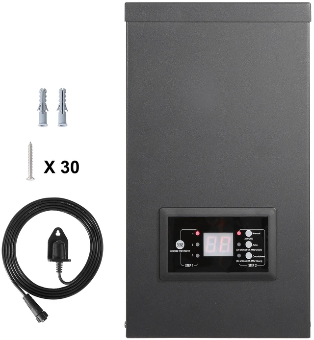 Alt view image 16 of 16 - 600W Landscape Transformer, Timer & Photocell Sensor Equipped, Weatherproof Outdoor Lighting Converter, 120V AC to 12V/14V AC, Ideal for Exterior, Spotlight, Pathway, Pool Lighting, ETL Certi