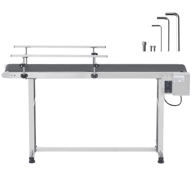 Alt view image 15 of 15 - Belt Conveyor, 59 x 15.7 inch Conveyor Table, Heavy Duty Stainless Steel Motorized Belt Conveyor for Inkjet Coding Applications Powered PVC Belt Anti-Static Adjustable Speed (Double Guardrail)