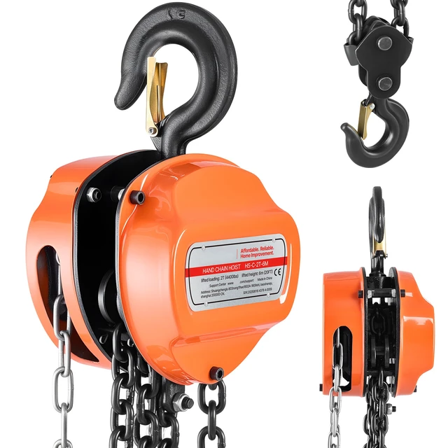 Alt view image 8 of 8 - Hand Chain Hoist, 2 Ton 4400 lbs Capacity, Manual Chain Block with Upgrade G80 Galvanized Chain, 20 ft Lifting Height, Heavy Duty Pulley Hoist for Garage Warehouse Automotive Machinery, Orange