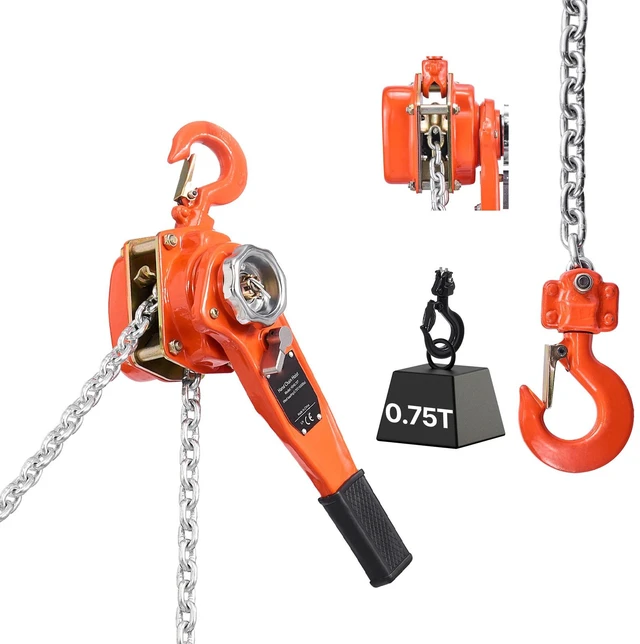 Alt view image 8 of 8 - Manual Lever Chain Hoist, 3/4T 1650LBS Capacity Heavy Duty Come Along, 5FT Lift G80 Alloy Steel Chain With Dual Pawl Mechanical Brake,360°Rotating Hooks, for Warehouse Construction Garage