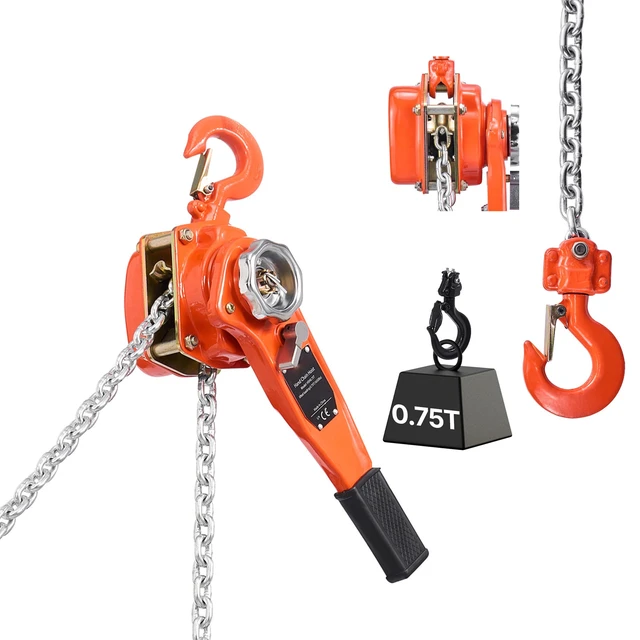 Alt view image 9 of 9 - Manual Lever Chain Hoist, 3/4T 1650LBS Capacity Heavy Duty Come Along, 20FT Lift G80 Alloy Steel Chain With Dual Pawl Mechanical Brake,360°Rotating Hooks, for Warehouse Construction Garage