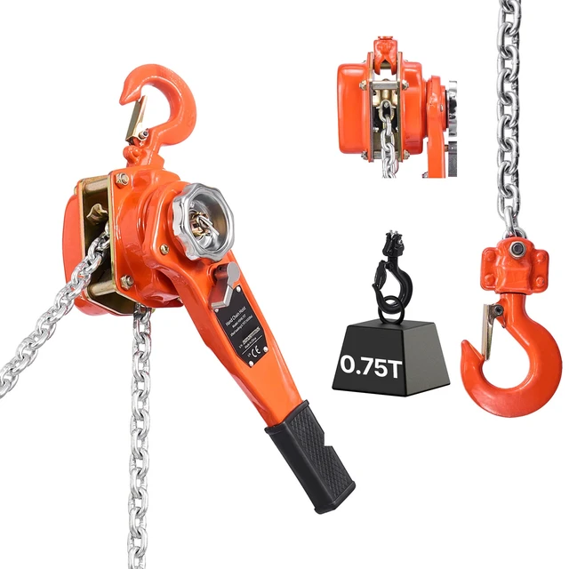 Alt view image 8 of 8 - Manual Lever Chain Hoist, 3/4T 1650LBS Capacity Heavy Duty Come Along, 10FT Lift G80 Alloy Steel Chain With Dual Pawl Mechanical Brake,360°Rotating Hooks, for Warehouse Construction Garage