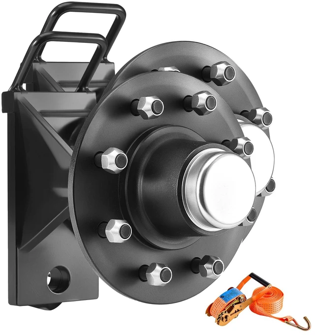 Alt view image 8 of 8 - Shipping Container Wheels 8-Lug Wheels Kit, Heavy Duty Shipping Container Axle with Ratchet Tie Down-Moves 20 ft - 40 ft, Secure Transport for Dock, Warehouse, Construction Site, Black