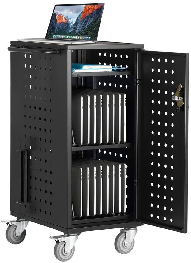 Alt view image 8 of 8 - VEVOR Laptop Cart, 20 Device Mobile Charging Cart, Up to 15.6 in Screen Size, Office and Classroom Mobile Charging Cart, for Chromebook, Tablet and Laptop