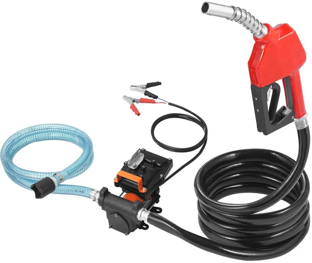 Alt view image 9 of 9 - Fuel Transfer Pump, 12V DC 15 GPM 1/4 HP, Portable Electric Diesel Transfer Pump with Auto Shut-Off Fuel Nozzle, Long Inlet & Outlet Hose for Gasoline, Diesel, Kerosene, Methanol Blends