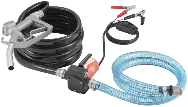 Alt view image 16 of 16 - Fuel Transfer Pump, 12V DC 5.3 GPM 1/10 HP, Portable Electric Diesel Transfer Pump with Auto Shut-Off Fuel Nozzle, Long Inlet & Outlet Hose for Gasoline, Diesel, Kerosene, Methanol Blends