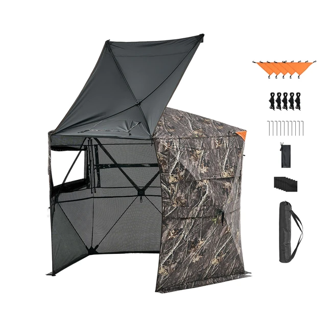 Alt view image 9 of 9 - VEVOR Portable Hunting Blind See Through Ground Deer Blinds 6-7 Person Carrying Bag