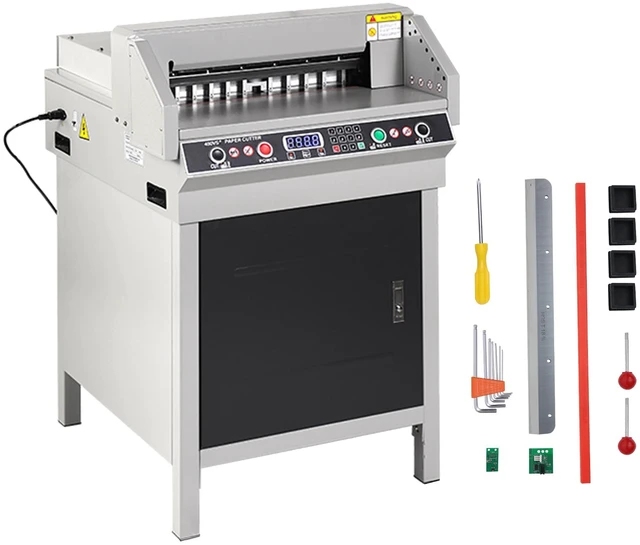 Alt view image 8 of 8 - Electric Hydraulic Paper Cutter, Heavy Duty Paper Cutter Machine, 1.57 in / 40 mm Cutting Thickness, 18 in / 457.2 mm Cutting Width, Industrial Paper Trimmer with Button Control