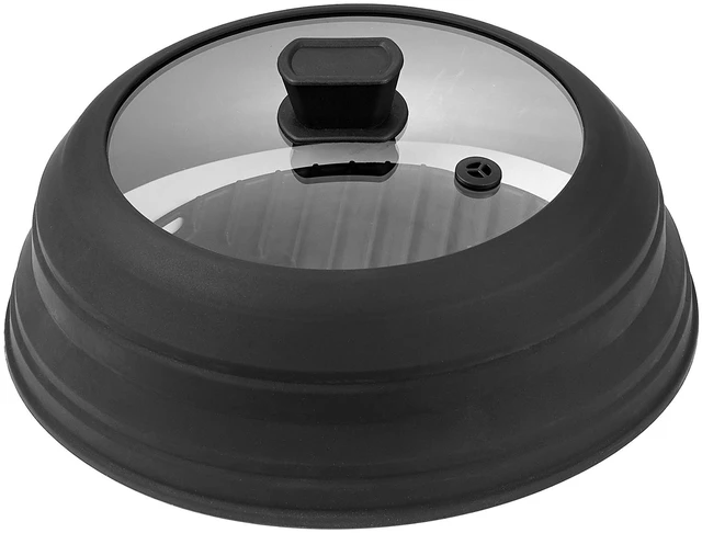 Alt view image 9 of 9 - Microwave Splatter Cover & Mat, 10.8" Collapsible Microwave Lid for Food, 500°F Heat-Resistant Silicone & Tempered Glass Splatter Guard for Plate Dish, Multi-Purpose Kitchen Gadget with Handle