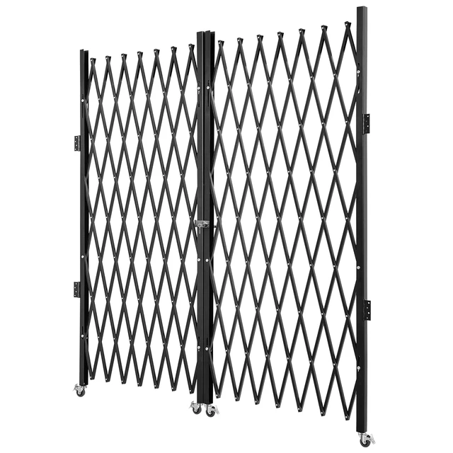 Alt view image 8 of 8 - Double Folding Security Gate, 6-1/2\' H x 12\' W Folding Door Gate, Steel Accordion Security Gate, Flexible Expanding Security Gate, 360° Rolling Barricade Gate, Scissor Gate or Door with Keys