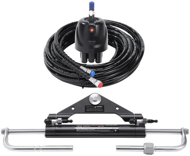 Alt view image 11 of 11 - Hydraulic Outboard Steering Kit, 150HP, Marine Boat Hydraulic Steering System, with Helm Pump Two-Way Lock Cylinder and 26 Feet Hydraulic Steering Hose, for Single Station Single-Engine Boats