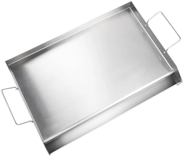 Alt view image 10 of 10 - VEVOR Stove Top Griddle, 23.5"x16" Pre-Seasoned Stainless Steel Griddle, Rectangular Double Burner Griddle Pan, Non-Stick Family Pan Cookware with Handles and Oil Groove, for BBQ, Gas Grills, Silver
